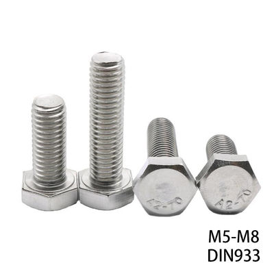 DIN 표준 304 스테인리스 스틸 헥스 볼트 풀 스레드 볼트 M4 M5 M6 M8 평면 마무리