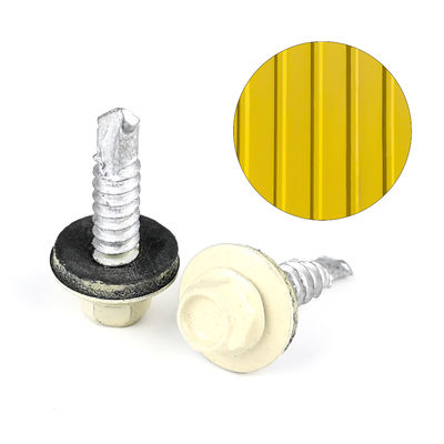 5.5x25 주황 합금 코팅 HEX 머리 자율 뚫기 나사 EPDM 세탁기 지붕 Bimetal